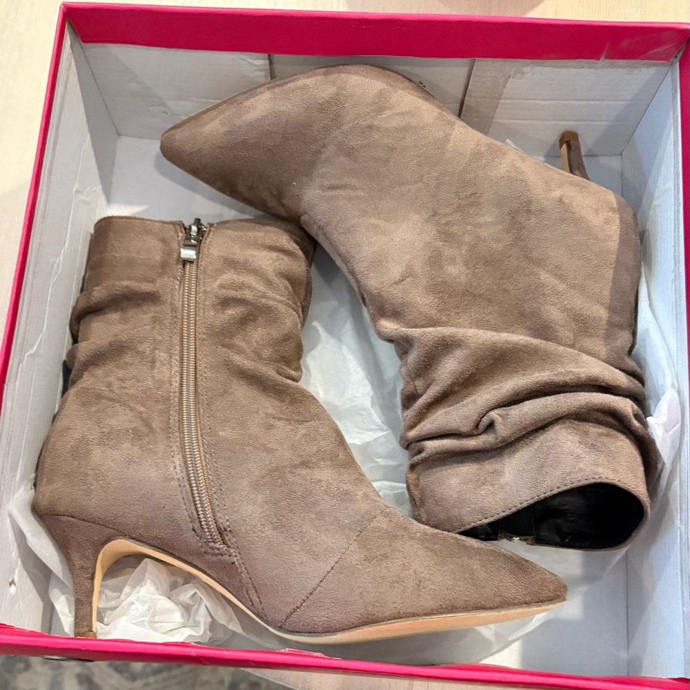 Catherine Malandrino Taupe Suede Heeled Boots